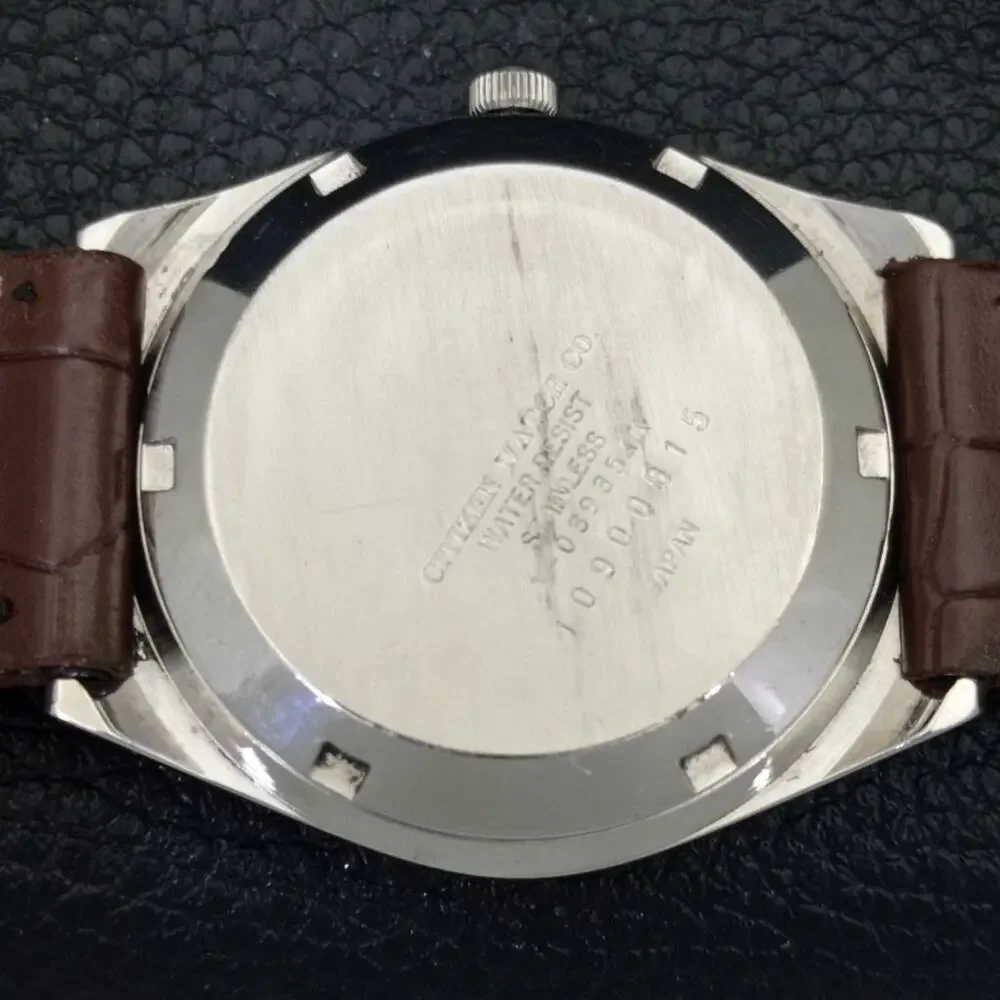 Vintage 1979 Citizen Automatic Mens Silver Watch W/daydate & Red accents
